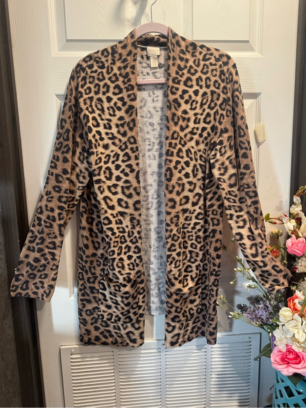 Chico’s  Cardigan Animal Print Leopard Cheetah Soft Open Capsule Size 3 XL